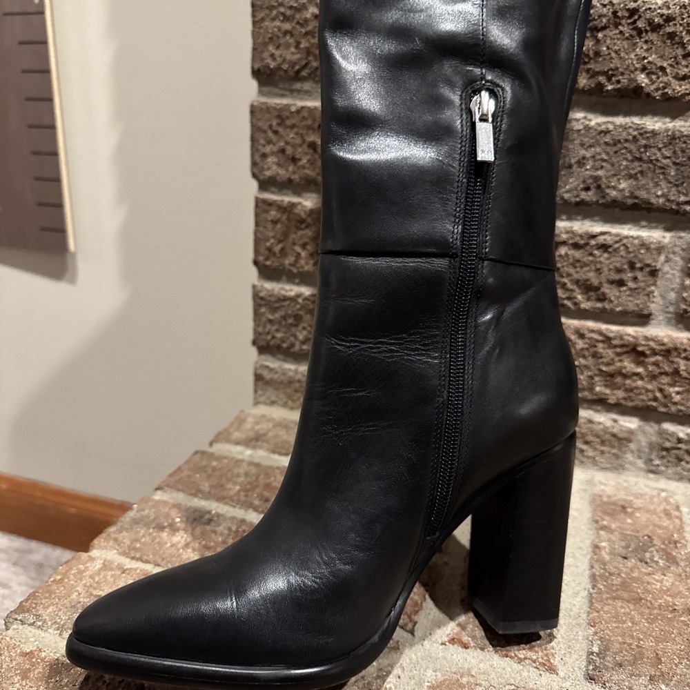 Marc Fisher Lannie Black Block High Heeled Riding Boots Sz 7M #634 - Picture 13 of 16